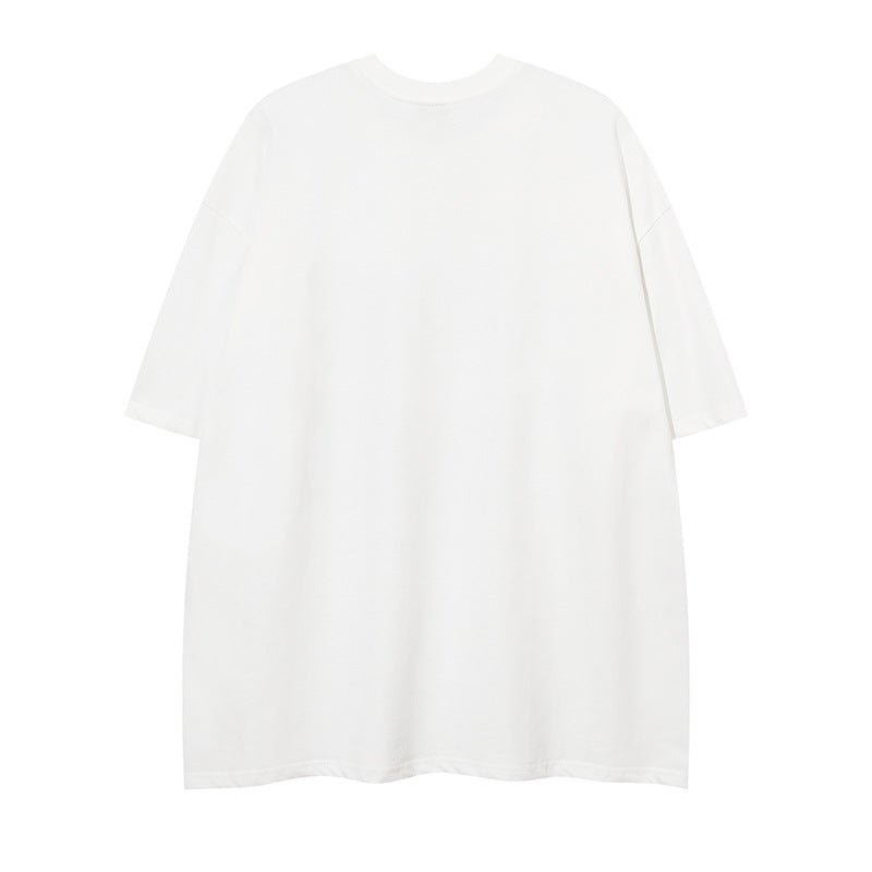 Gloomy Abstract Human Shadow Short Sleeve Cotton T-Shirt for Men High Street Trendy Casual Base Layer Half-Sleeve