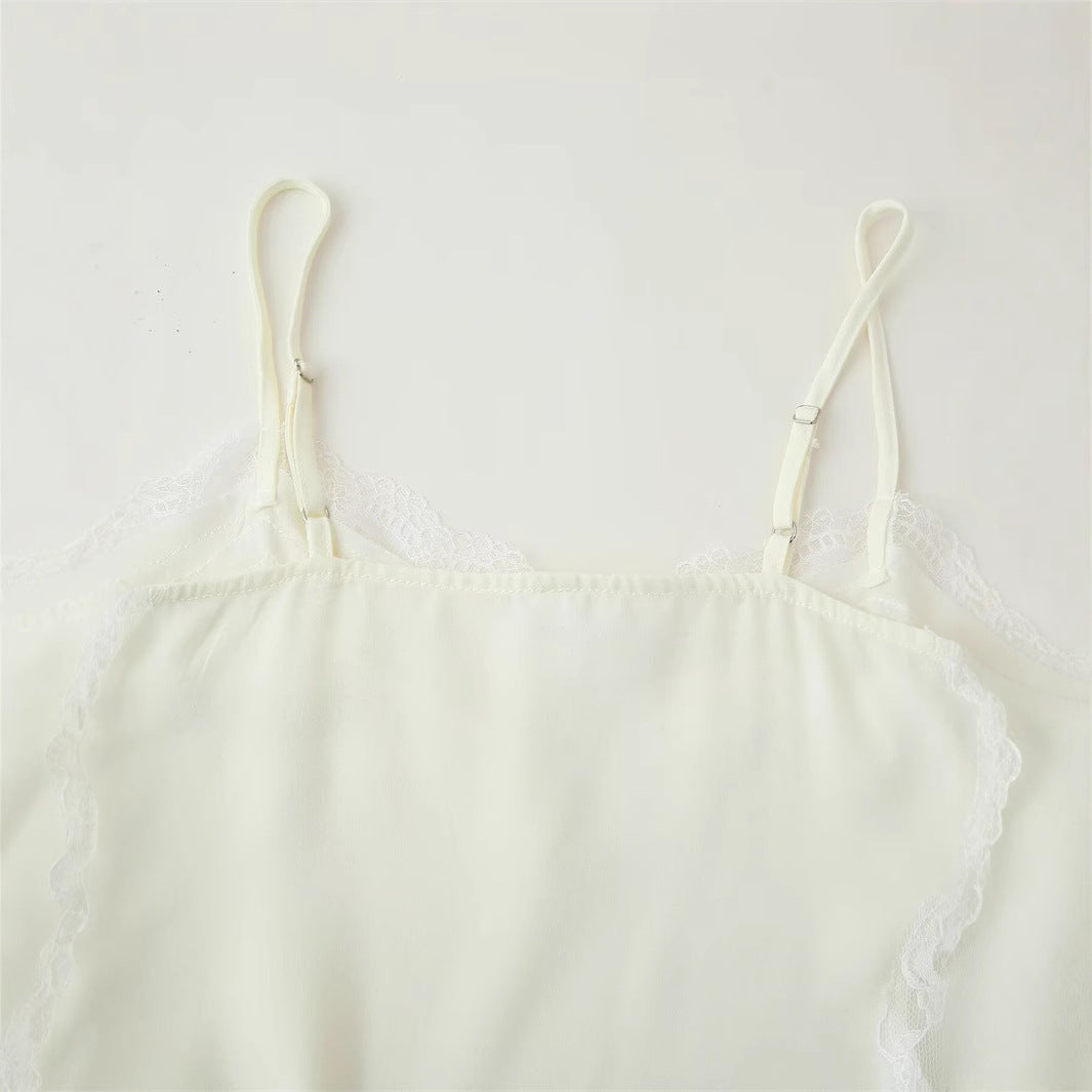 Fashionable and Sexy Lace Splicing Slit Strapless Dress