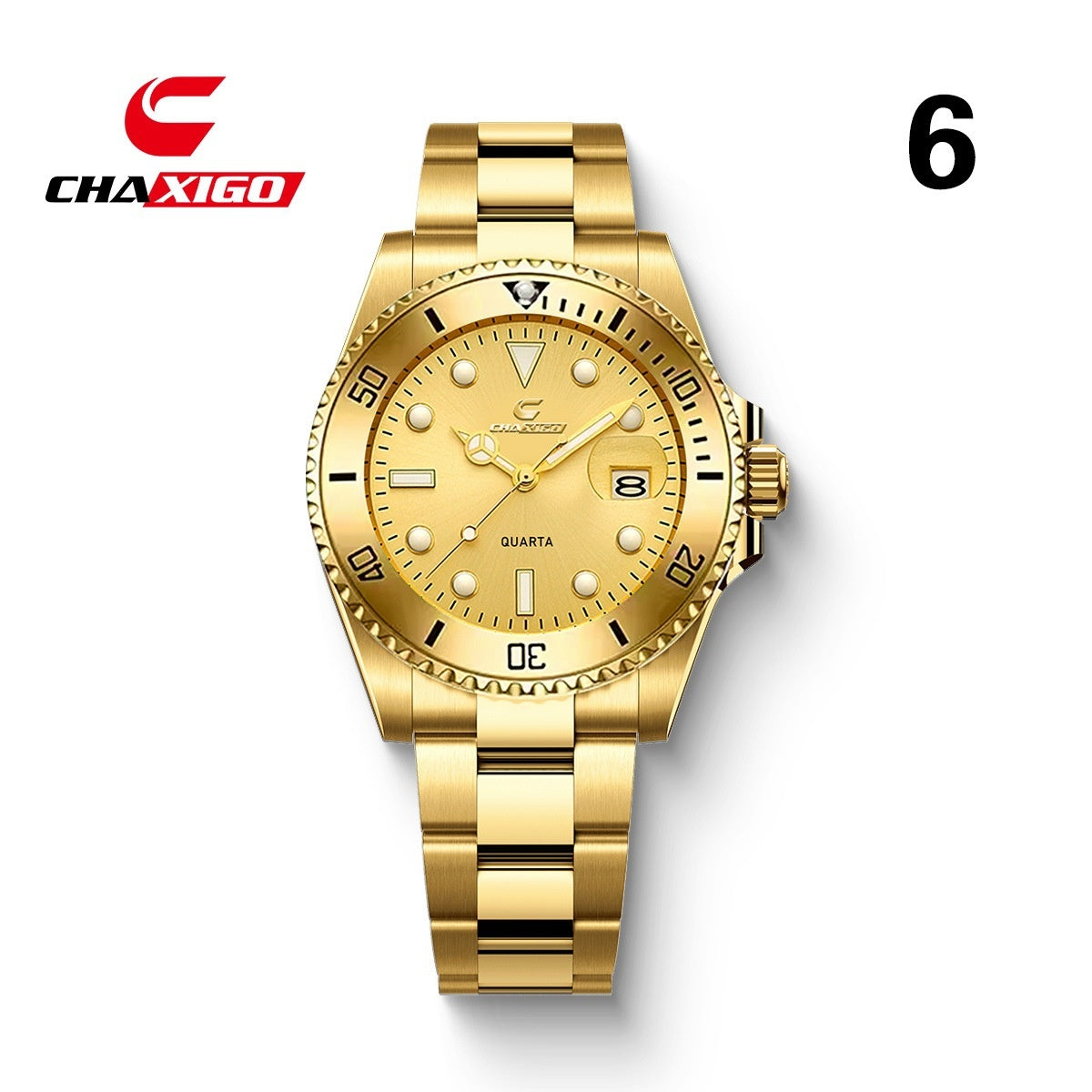 Schweizer Marke CHAXIGO Herrenuhr, grün, U-Boot-Stil, wasserdicht, vielseitige Legierung, Quarzuhr