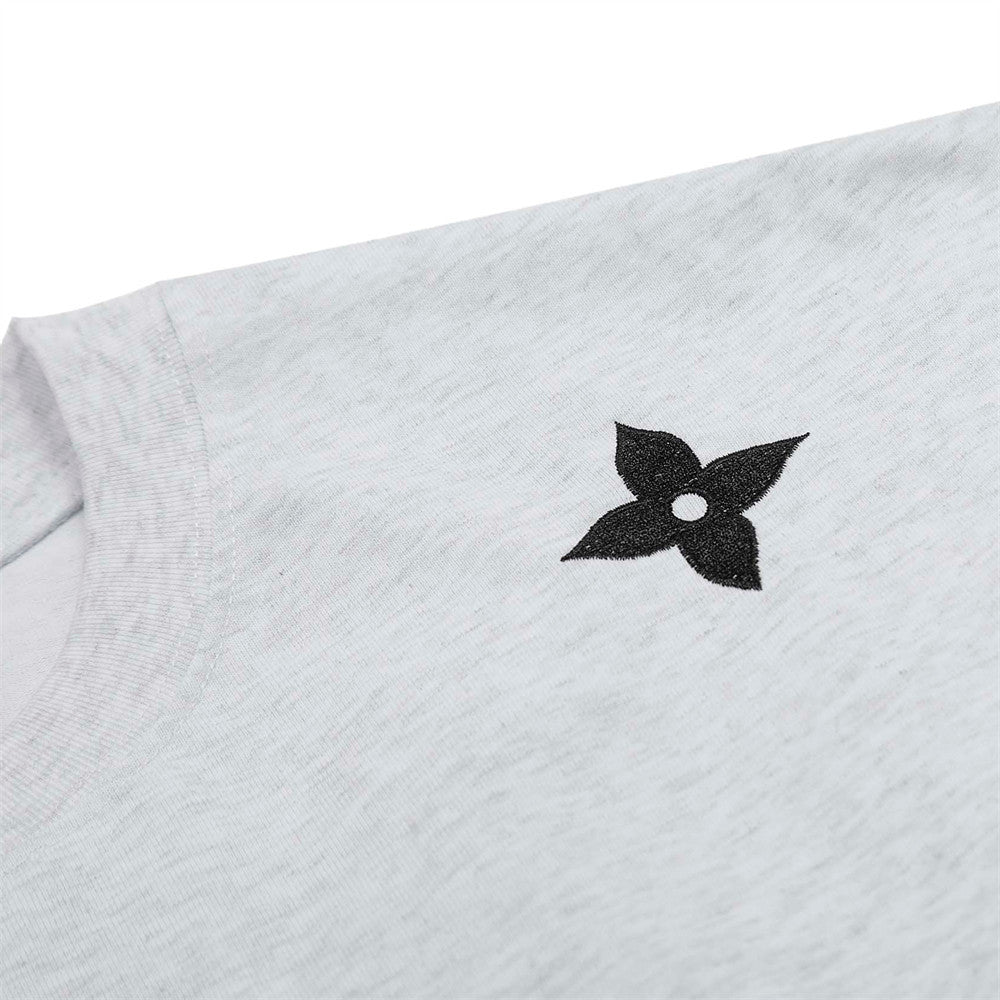 Rose Embroidered Letter Casual T-Shirt European and American Trendy Loose Short Sleeve Top for Men