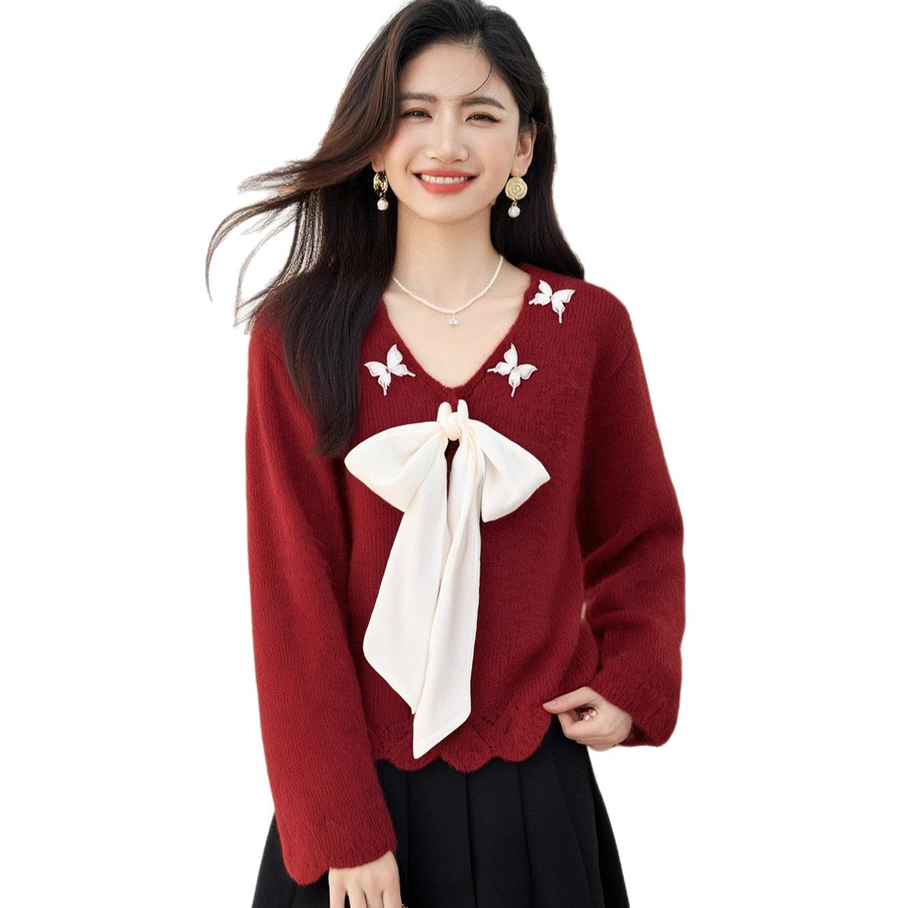 Stilvoller, frischer Strickpullover für Damen, weicher und sanfter Look, lockere Passform, schlankmachendes, vielseitiges Langarm-Oberteil