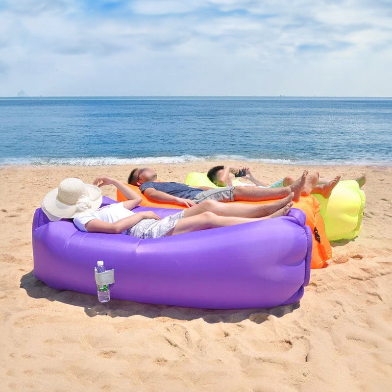 Outdoor lazy inflatable sofa Portable beach air sofa Foldable inflatable camping sofa bed One-person sleeping bag