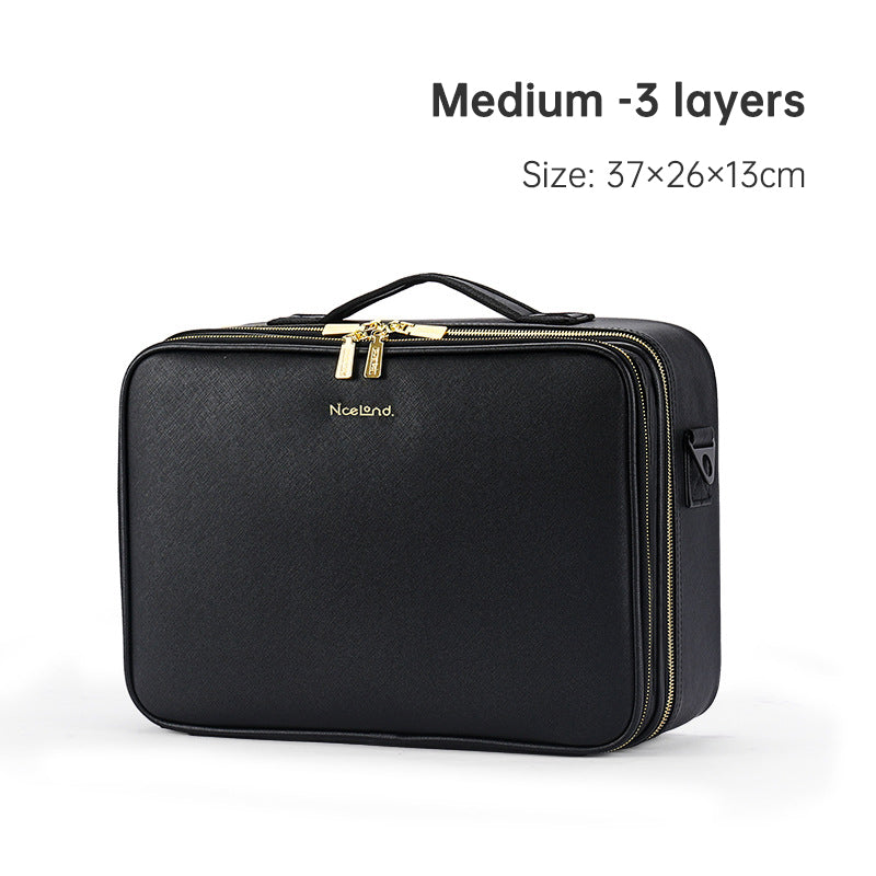 PU portable zipper pouch leather makeup organizer waterproof zipper pouch with handle