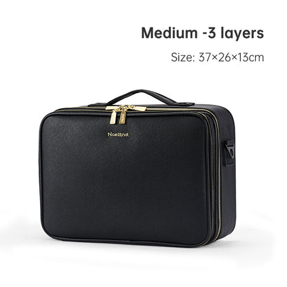 PU portable zipper pouch leather makeup organizer waterproof zipper pouch with handle