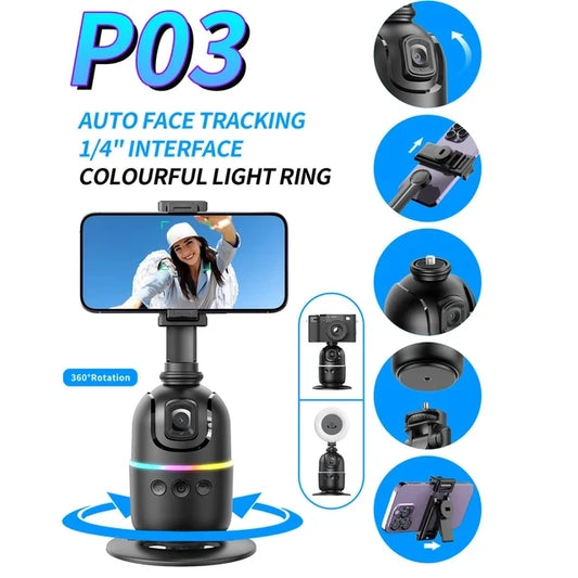 P03  AI Smart Gimbal 360° Auto Face Tracking Gimbal All-in-one Rotation For Smartphone video Vlog Stabilizer Phone Holder