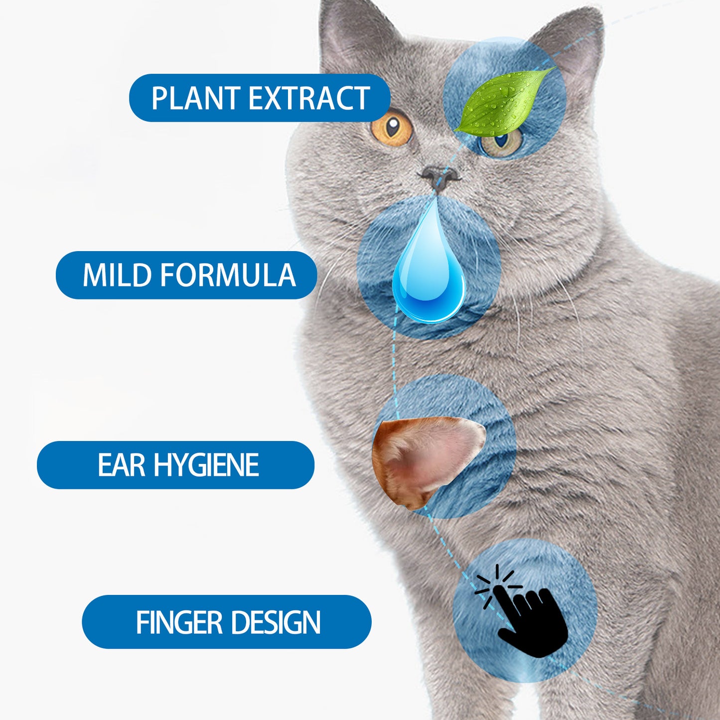 Pet Finger Wipes, Ear Care Finger Cover Ear Wax Ear Mite Cleaning Care