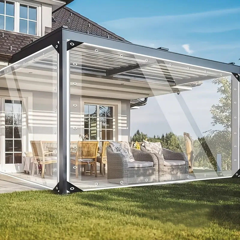 Hochwertige wasserdichte PVC-Plane (420 g/m² transparent, verbesserte Ösen, winddicht/regendicht für den Außenbereich)