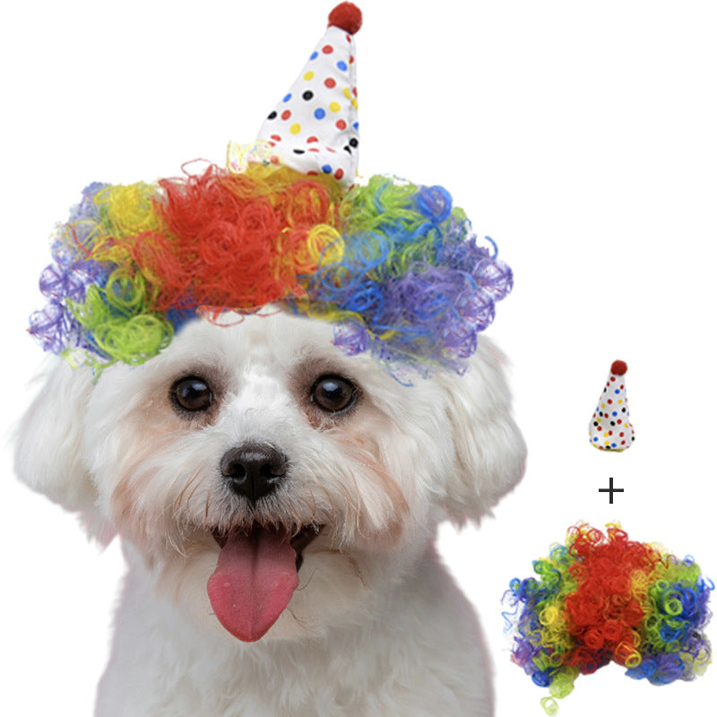 Haustierperücke Hundeperücke Halloween Haustier Accessoire lockiges Haar glattes Haar