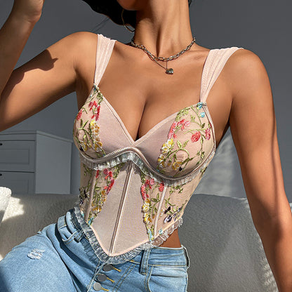 New retro floral sexy vest top for women