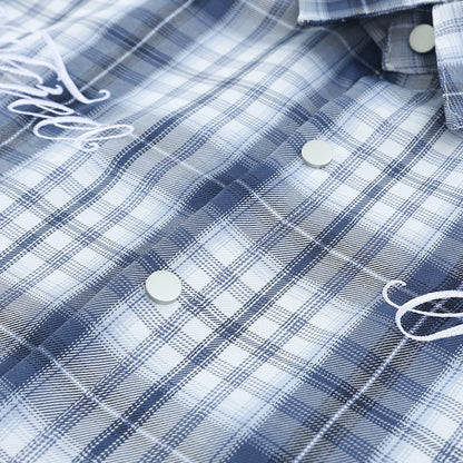Plaid Short Sleeve Shirt Men's Spring Summer European and American High Street Trendy Loose Checkered Shirt Fashion Turn-Down Collar Open Front
