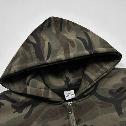 Modish American Retro Vibe Heavyweight Fleece Hooded Sweatshirt Jacket