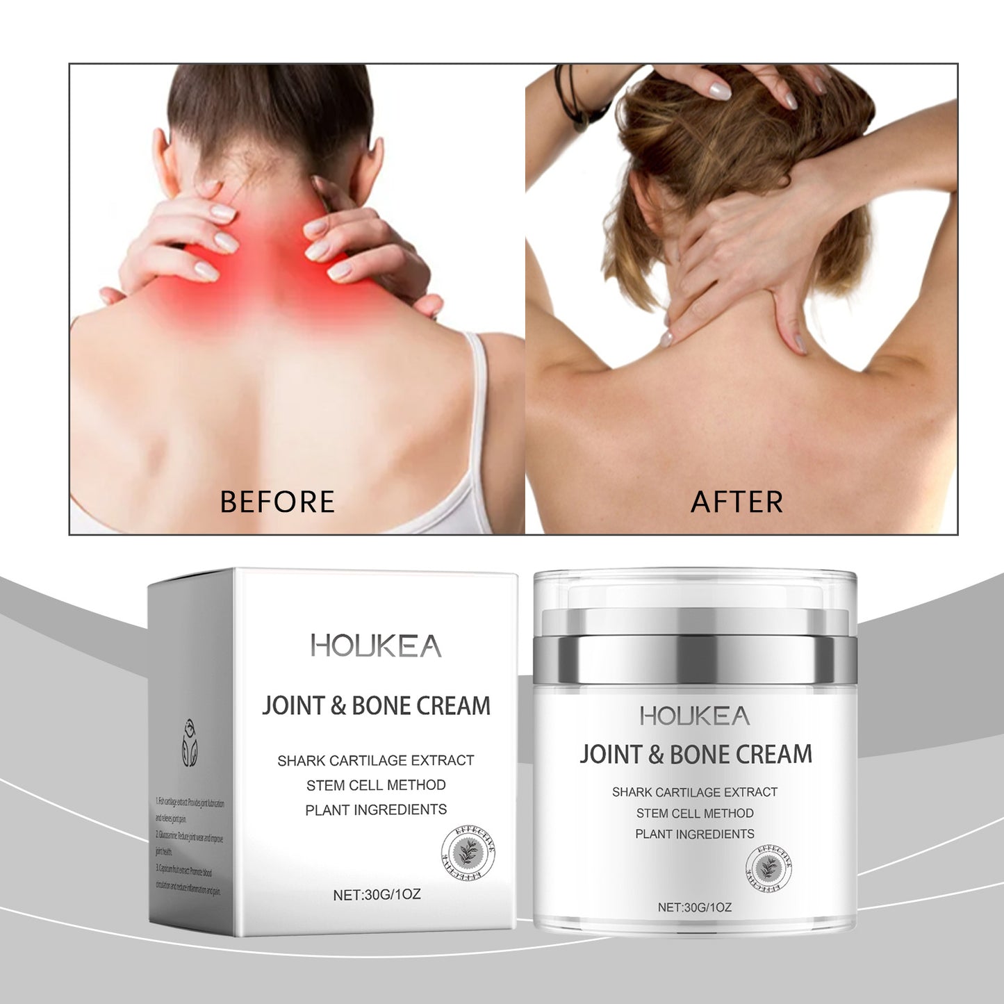 Houkea Shark Body Cream, Gentle Moisturizing Cream To Relieve Wrist And Knee Discomfort And Improve Flexibility