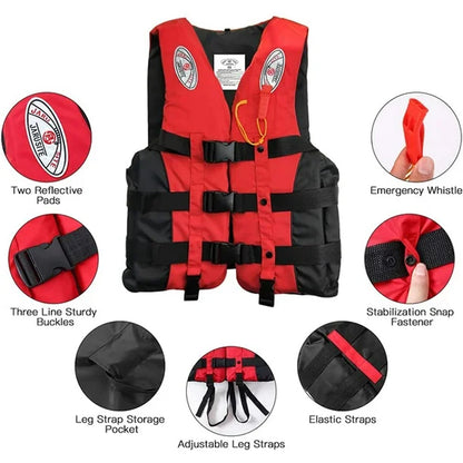 S-M-L-XL-2XL-3XL adult life jacket: buoyant, for sea fishing/outdoor sports, coated Oxford cloth.