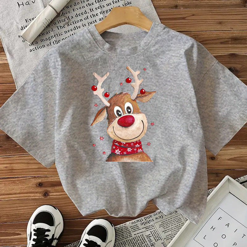 Modische Stil Kurzarm Baumwolle frauen Top Amerikanischen Weihnachten Neue Ankunft