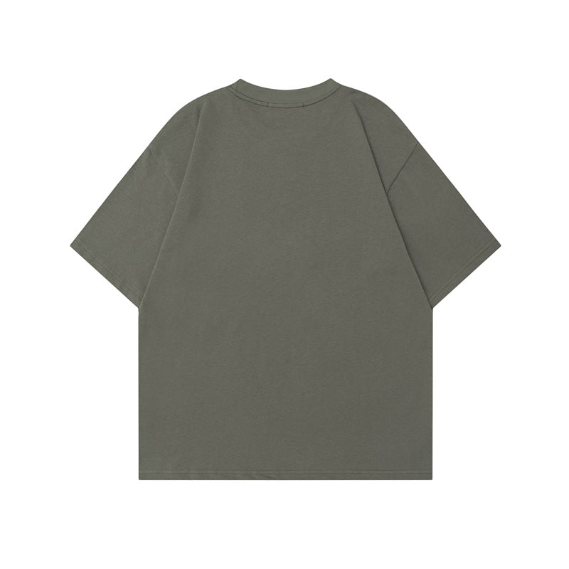 Letter Cartoon Print Short Sleeve T-Shirt Unisex Oversize High Street Versatile Couple Top INS Trendy