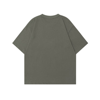 Letter Cartoon Print Short Sleeve T-Shirt Unisex Oversize High Street Versatile Couple Top INS Trendy