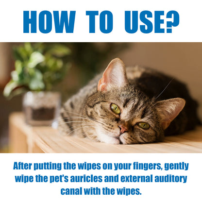 Pet Finger Wipes, Ear Care Finger Cover Ear Wax Ear Mite Cleaning Care
