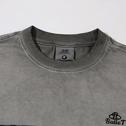 Letter Print Short Sleeve T-Shirt Men's Summer Washed Vintage Loose Trendy INS Round Neck Half Sleeve Tee