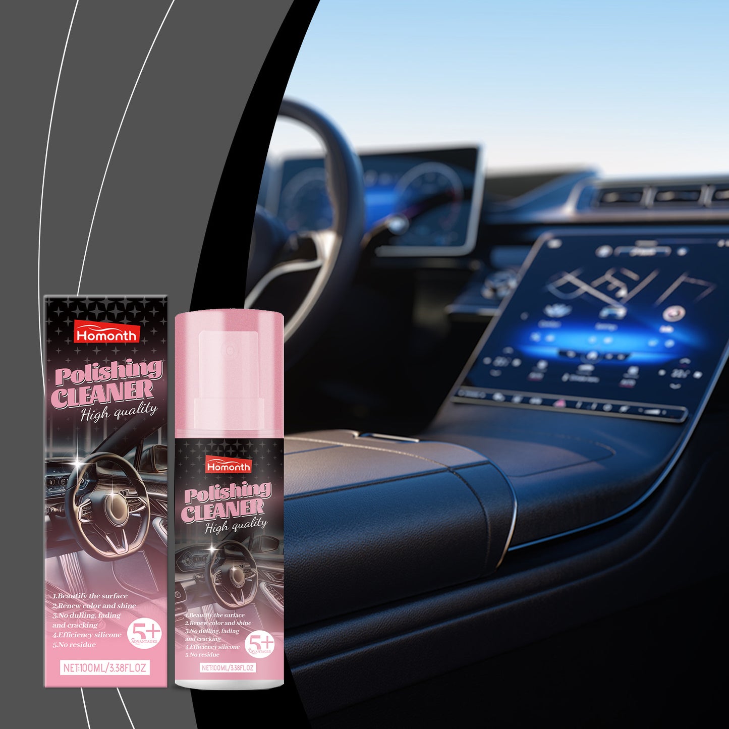 Homonth Car Interior Retreader, Car Leather Interior Care Retreading Gentle Cleaning Decontamination Polishing