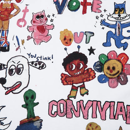 Fun Graffiti Cartoon Print Short Sleeve T-Shirt Hip Hop Trendy Men's Summer Lazy Pure Cotton Casual Half Sleeve Tee