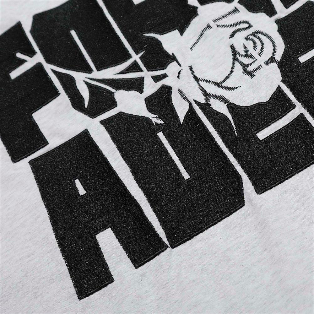 Rose Embroidered Letter Casual T-Shirt European and American Trendy Loose Short Sleeve Top for Men
