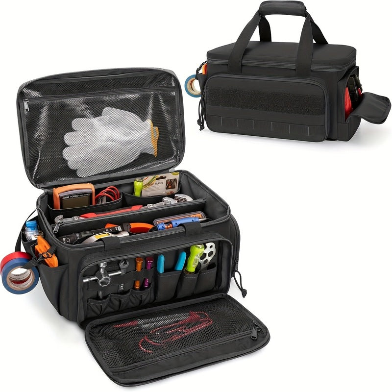 14" Hochleistungswerkzeug: 2 Taschen + rutschfester Organizer (für Elektriker, mehrere Taschen)