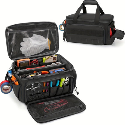 14" Hochleistungswerkzeug: 2 Taschen + rutschfester Organizer (für Elektriker, mehrere Taschen)
