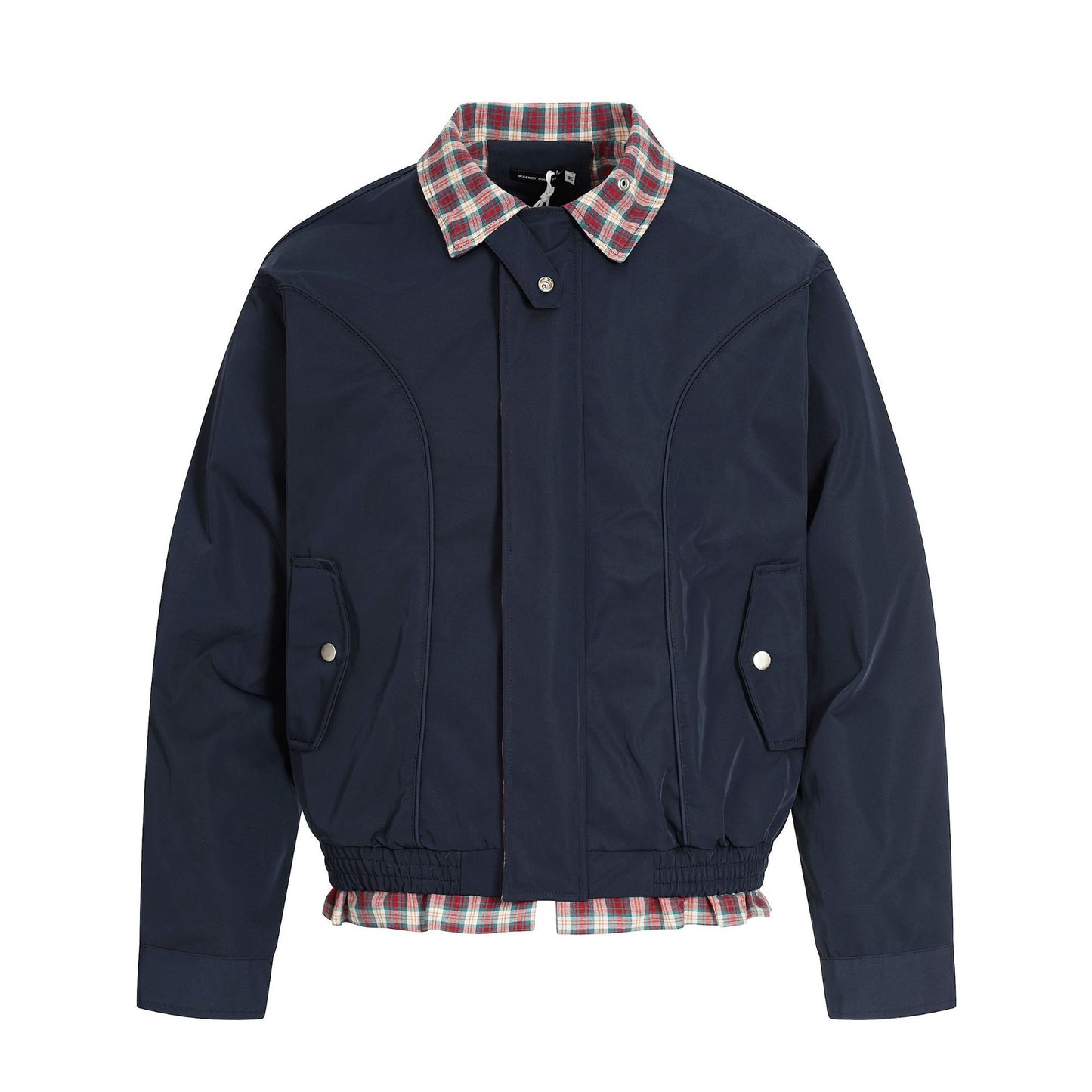 Street Style High-Street Plaid Splicing Loose Jacket