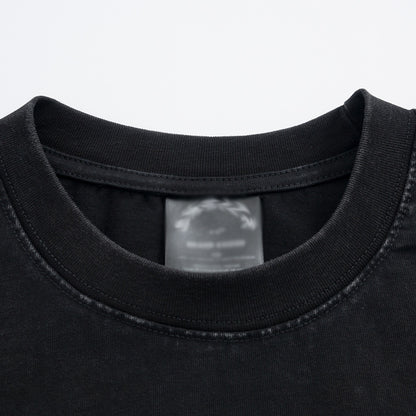 Letter Print Washed Short Sleeve T-Shirt Men's Loose Casual Half-Sleeve Top Pure Cotton
