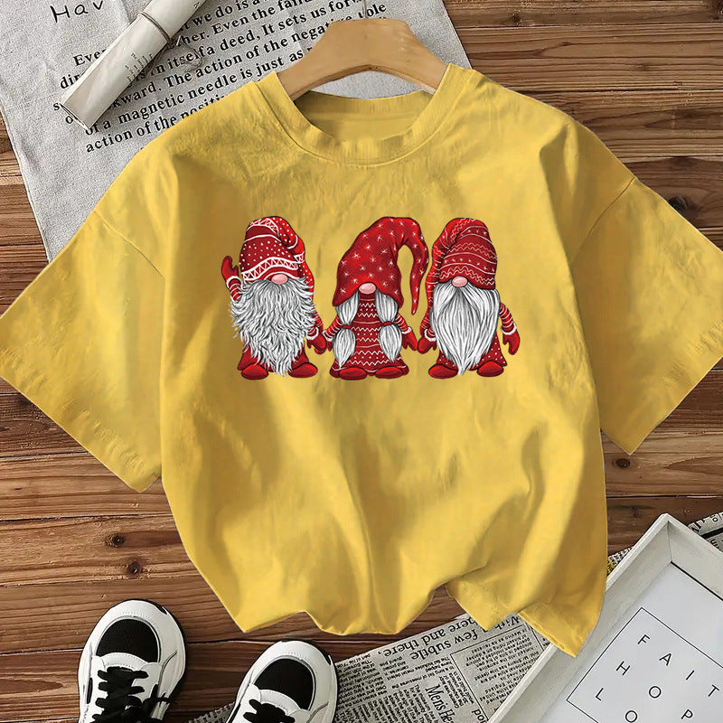 Doll Cotton Women's Short Sleeve Fashion Style Top American Christmas New Arrival
