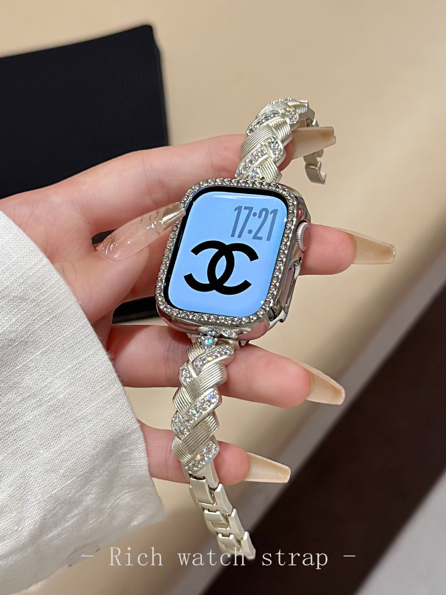 Wheat Spike Diamond-Encrusted Metal Starlight Watch Band for Apple Watch Female