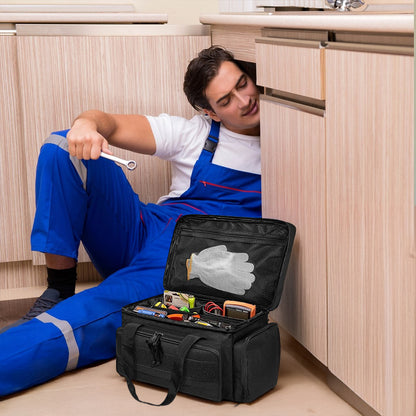 14" Hochleistungswerkzeug: 2 Taschen + rutschfester Organizer (für Elektriker, mehrere Taschen)