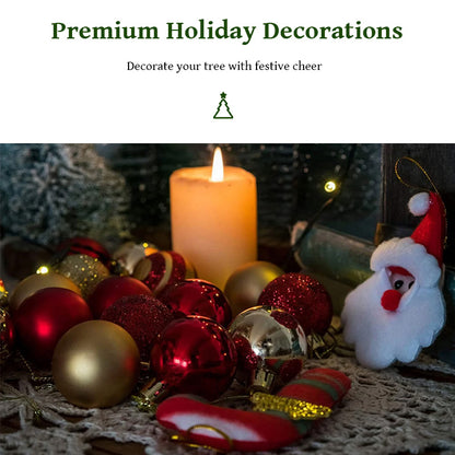 50 pcs/box: 2025 Gold Red Hanging Christmas Tree Ball Ornaments, 2026 Home Holiday Decorations & New Year Gifts