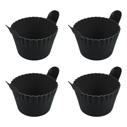 4-6 reusable silicone air fryer liners & baking cups – non-stick kitchen tools for eggs, cakes, meatballs.