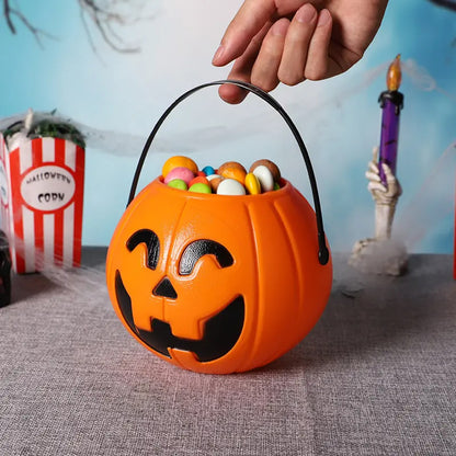 3-Pack 7-Inch Plastic Halloween Pumpkin Buckets - Kids' Trick-or-Treat Candy Holders & Home Decor
