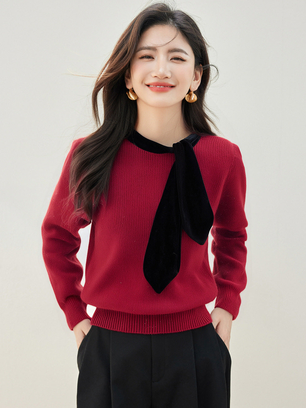 Knotted Pullover Loose Soft Knit Sweater for Women, Casual Lazy Style, Inner Layer Top