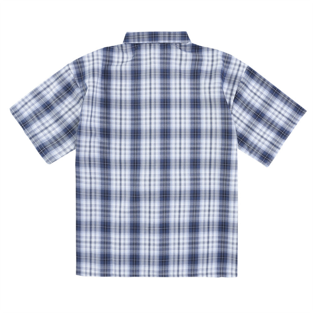 Plaid Short Sleeve Shirt Men's Spring Summer European and American High Street Trendy Loose Checkered Shirt Fashion Turn-Down Collar Open Front