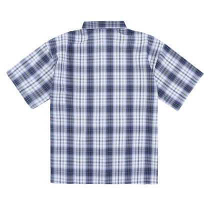 Plaid Short Sleeve Shirt Men's Spring Summer European and American High Street Trendy Loose Checkered Shirt Fashion Turn-Down Collar Open Front
