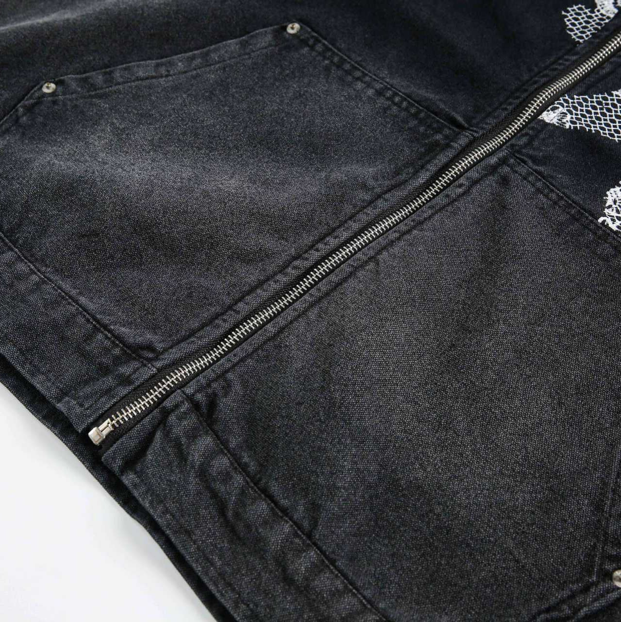 Street Style Lace Splicing Angel Pattern Jacket