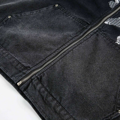 Street Style Lace Splicing Angel Pattern Jacket