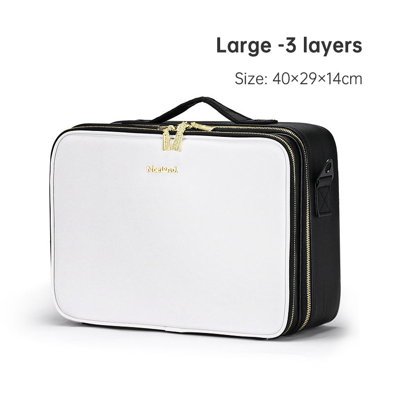 PU portable zipper pouch leather makeup organizer waterproof zipper pouch with handle