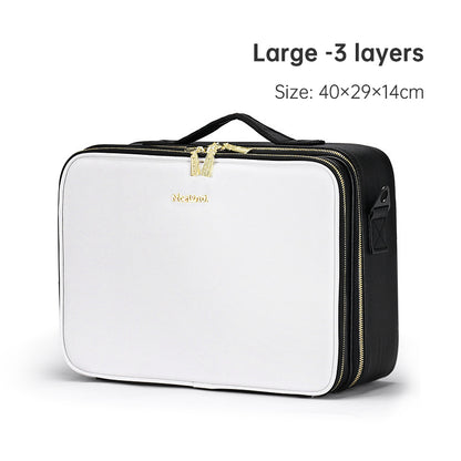 PU portable zipper pouch leather makeup organizer waterproof zipper pouch with handle