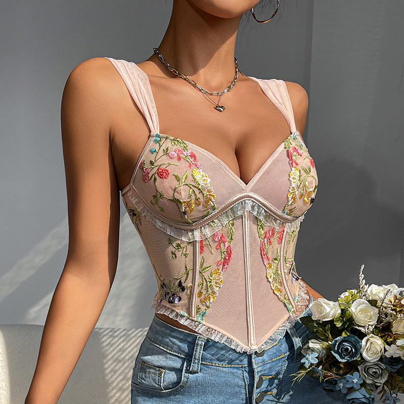 New retro floral sexy vest top for women