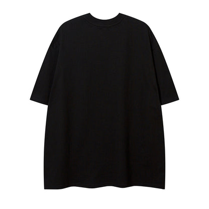 Graffiti Blurred Letter Short Sleeve T-Shirt Loose Fit Men's Summer Metal Chain Top Design Sense INS Trendy