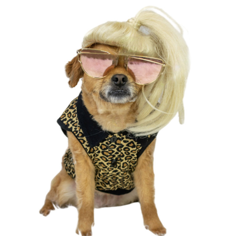 Haustierperücke Hundeperücke Halloween Haustier Accessoire lockiges Haar glattes Haar