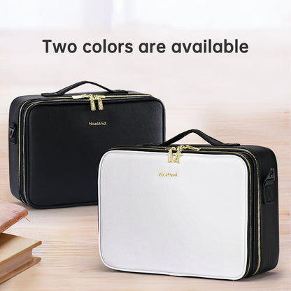 PU portable zipper pouch leather makeup organizer waterproof zipper pouch with handle