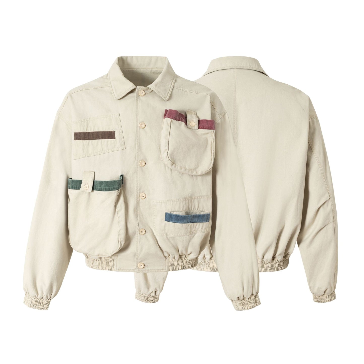 Street Style Multi-Pocket Short Work Jacket