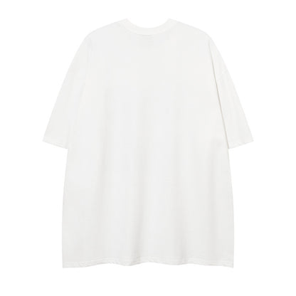 Gloomy Abstract Human Shadow Short Sleeve Cotton T-Shirt for Men High Street Trendy Casual Base Layer Half-Sleeve