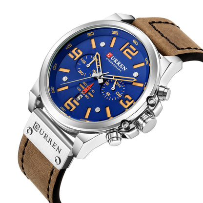 Men's Watch Sports Six Pin Quartz Watch Calendar Men's Watch Waterproof Belt Watch