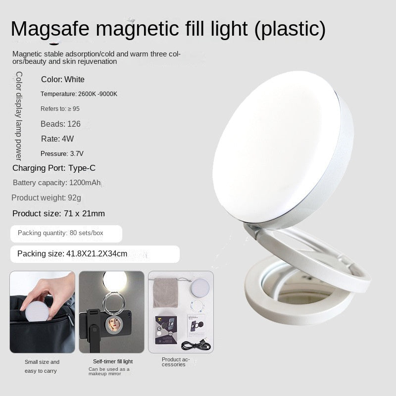 New YSH-126 LED Magnetic Phone Fill Light Photography Lamp Desktop Video Conference Live Pocket Light Mirror
